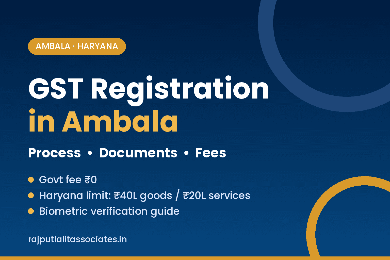 GST Registration in Ambala: Process, Documents & Fees (2026)
