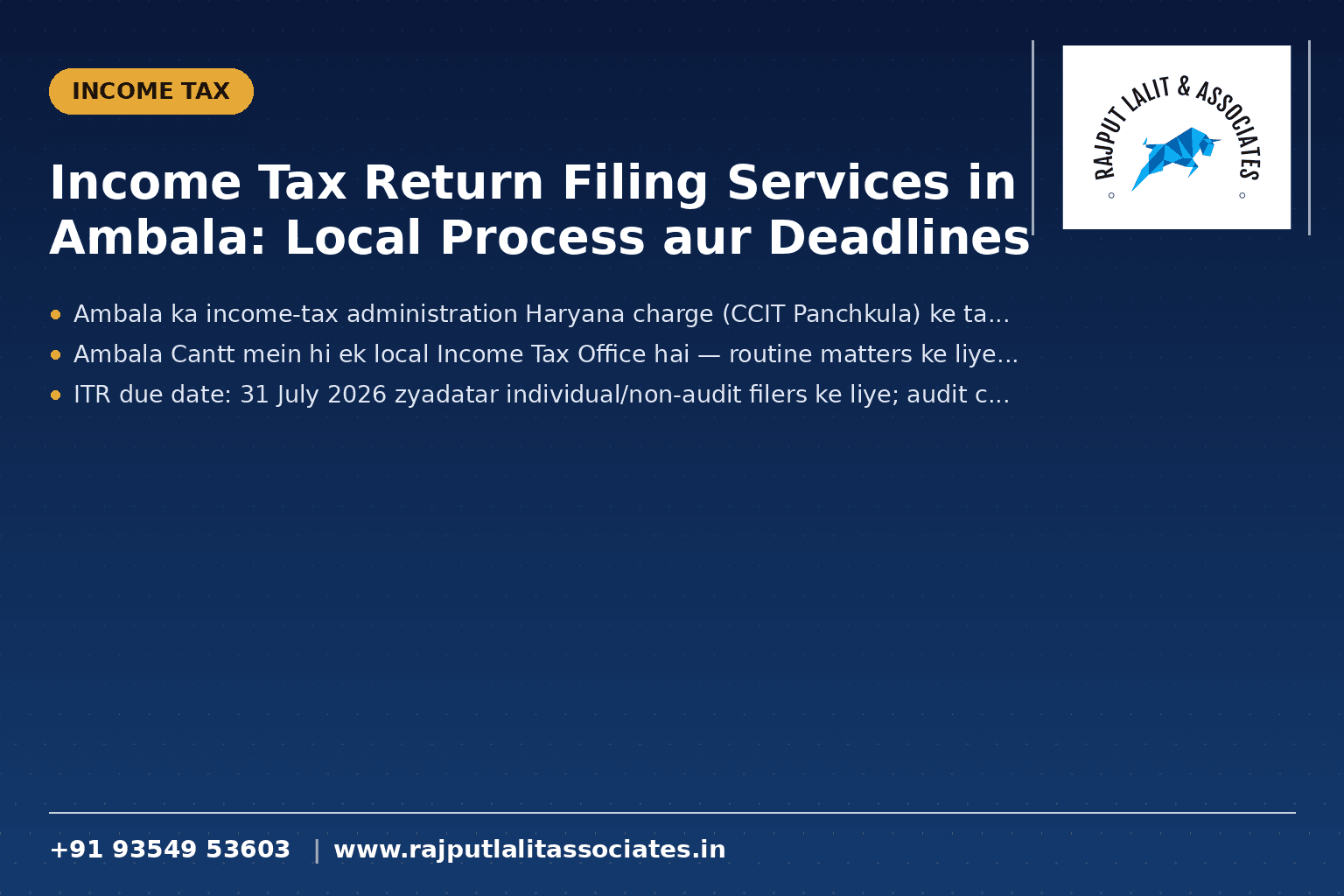 Income Tax Return Filing Services in Ambala: Local Process aur Deadlines