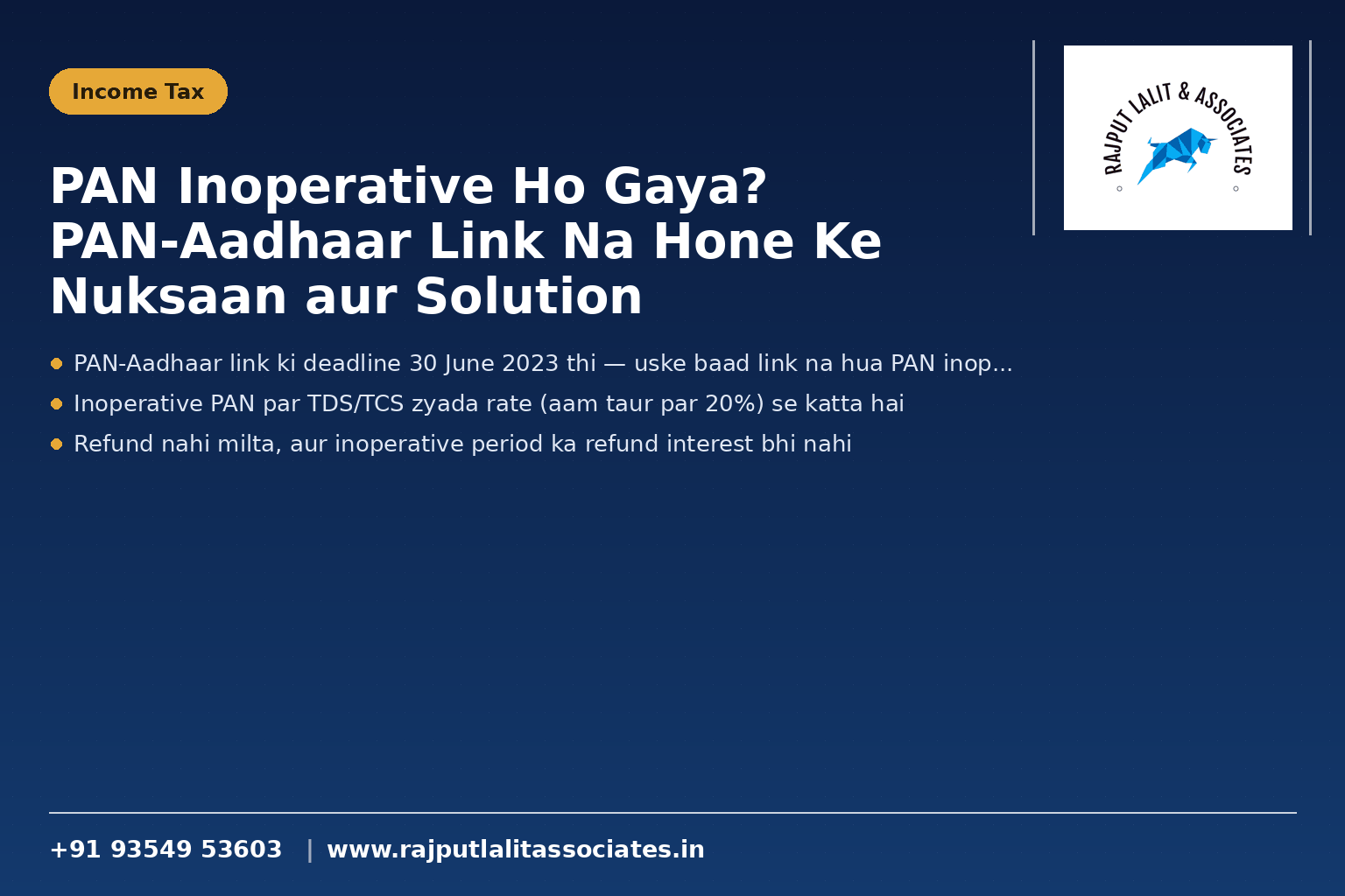PAN Inoperative Ho Gaya? PAN-Aadhaar Link Na Hone Ke Nuksaan aur Solution
