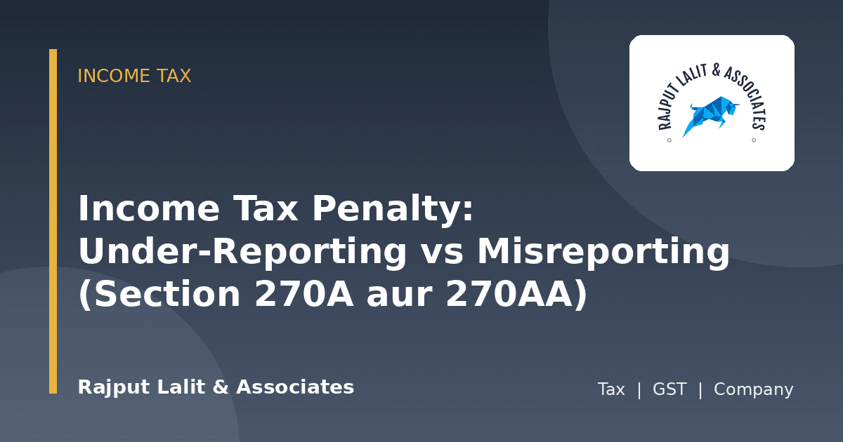 Income Tax Penalty: Under-Reporting vs Misreporting (Section 270A aur 270AA)