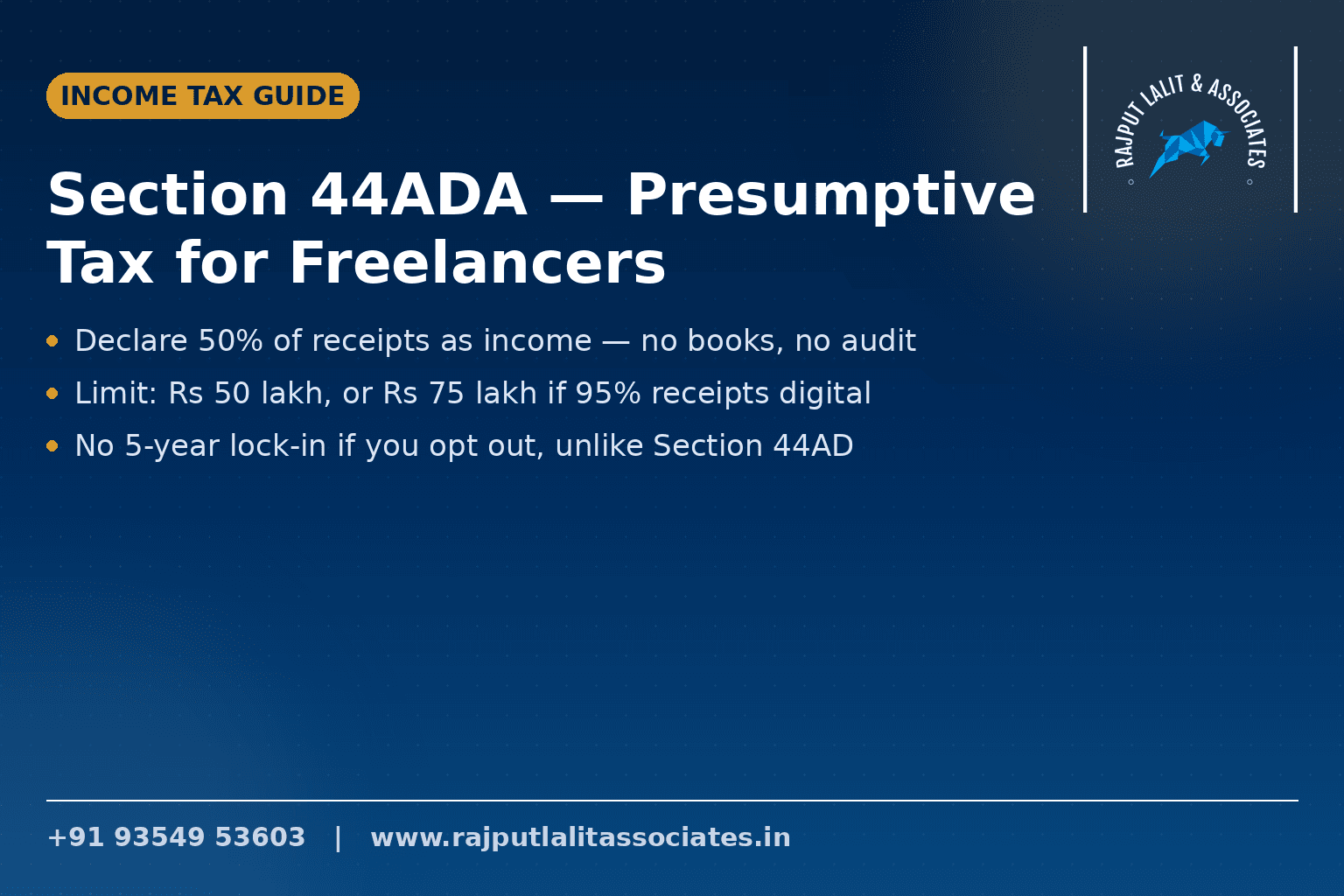 Tax for Freelancers & Consultants — Section 44ADA Presumptive Taxation
