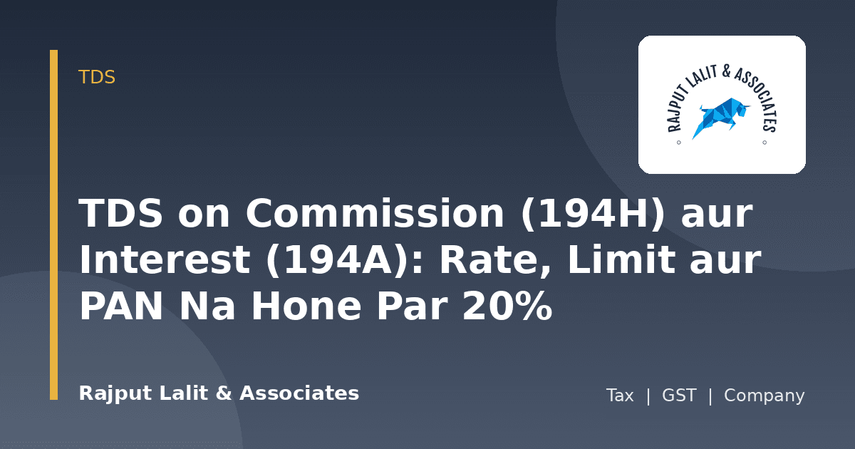 TDS on Commission (194H) aur Interest (194A): Rate, Limit aur PAN Na Hone Par 20%