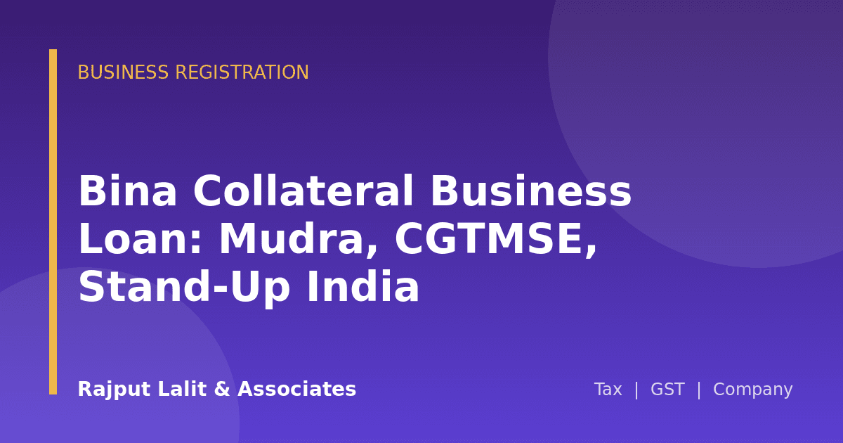 Bina Collateral Business Loan: Mudra, CGTMSE, Stand-Up India
