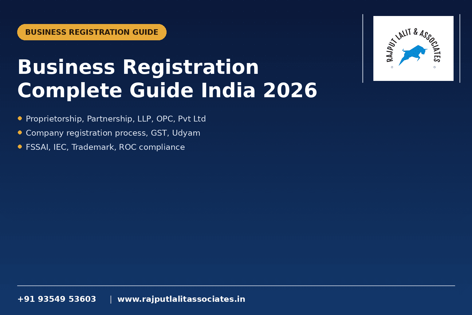 Business Registration Complete Guide India 2026 — Proprietorship, LLP, Pvt Ltd, GST, MSME