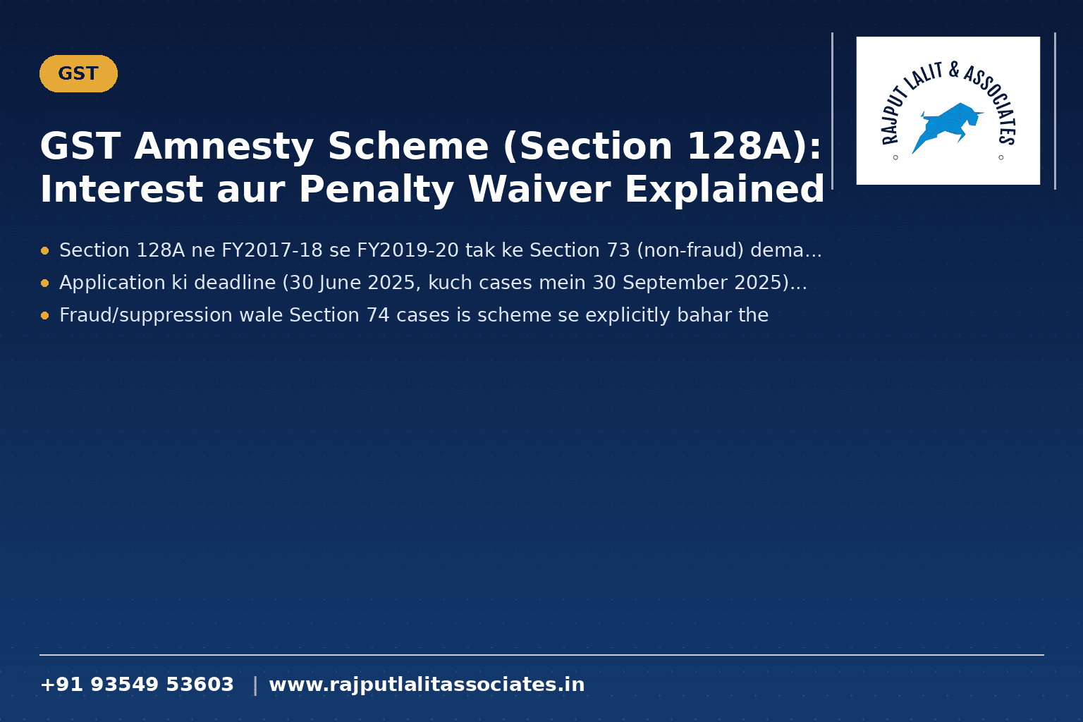 GST Amnesty Scheme (Section 128A): Interest aur Penalty Waiver Explained