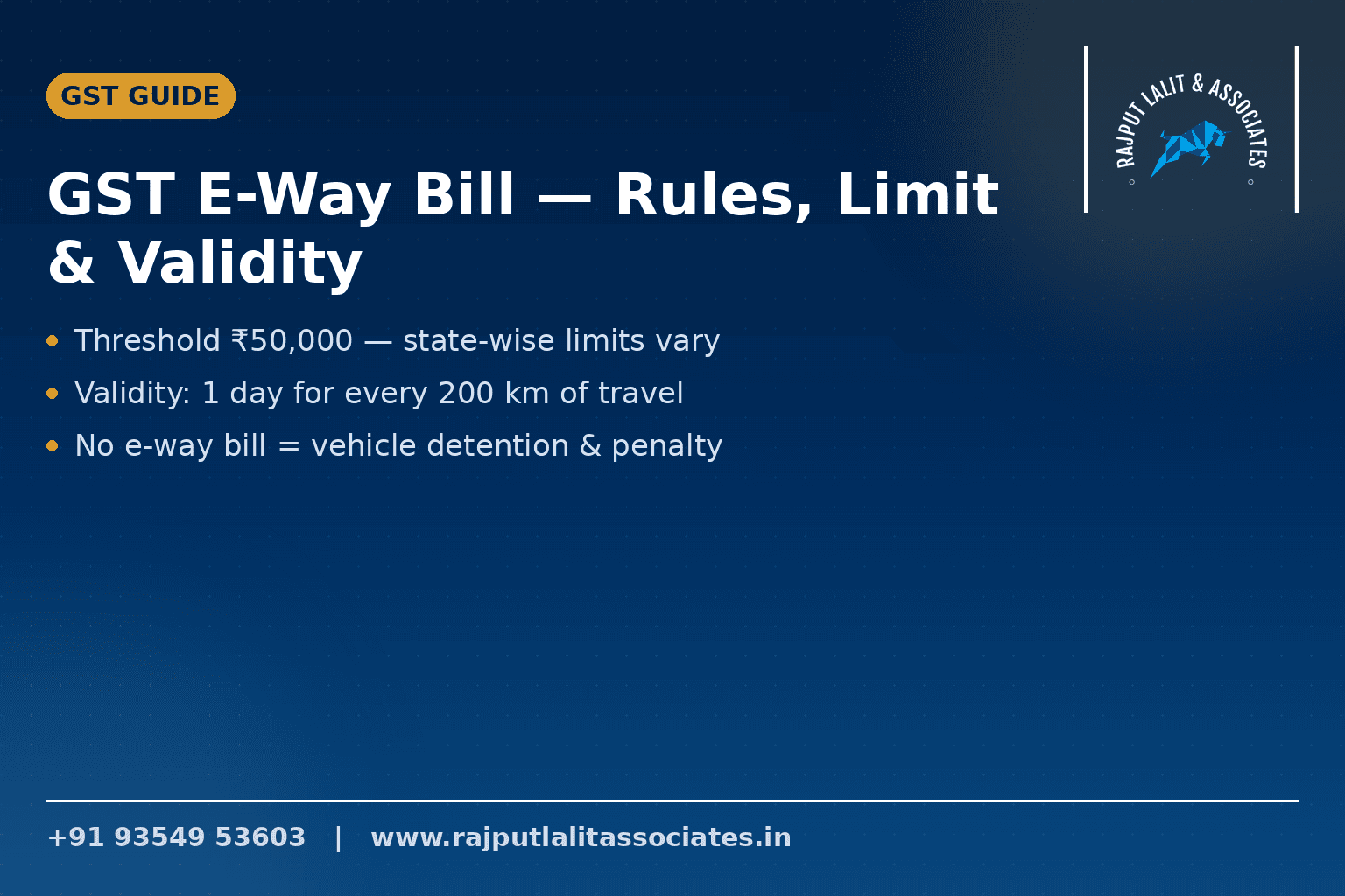 GST E-Way Bill — Rules, Threshold Limit, Validity & Penalty