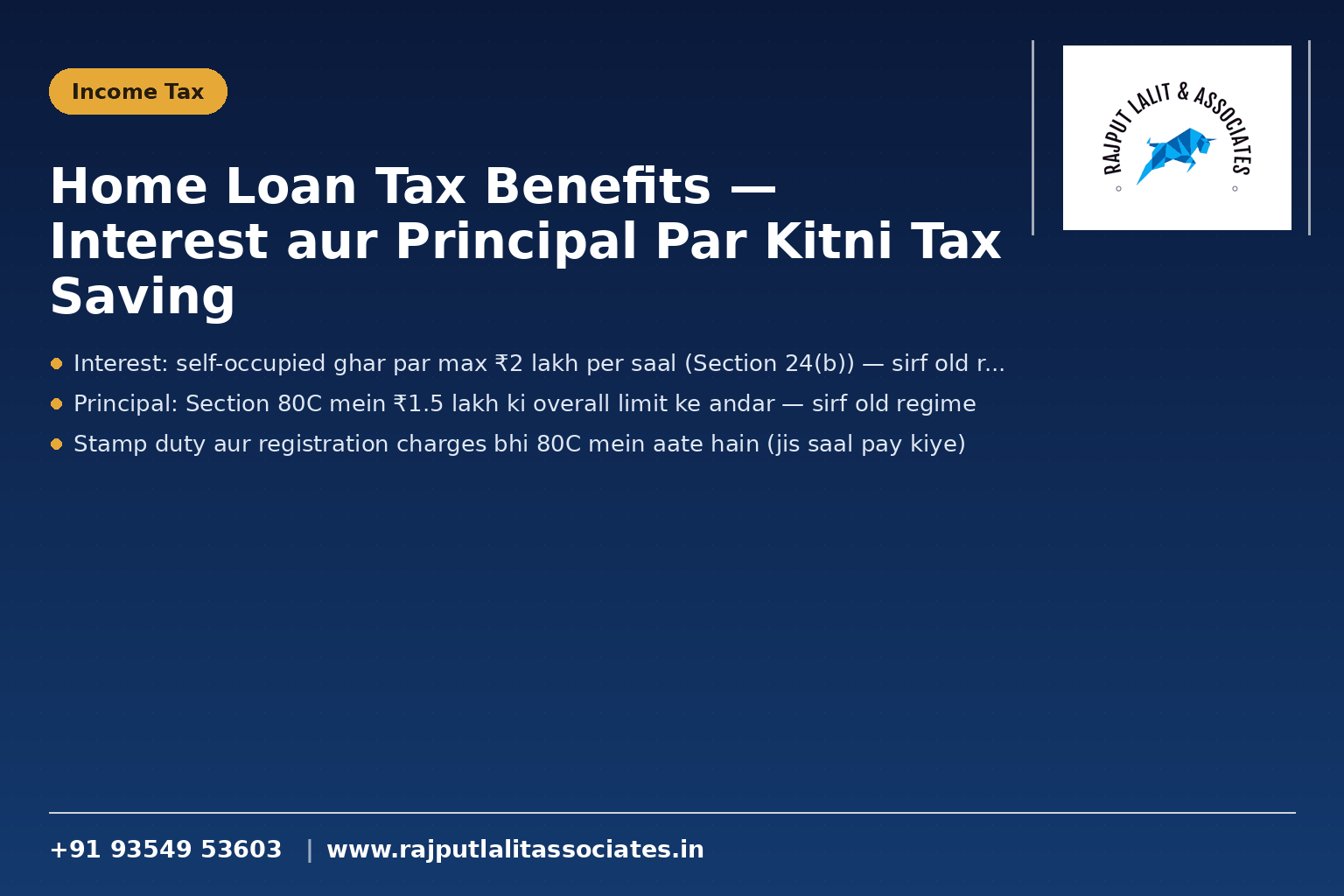 Home Loan Tax Benefits — Interest aur Principal Par Kitni Tax Saving
