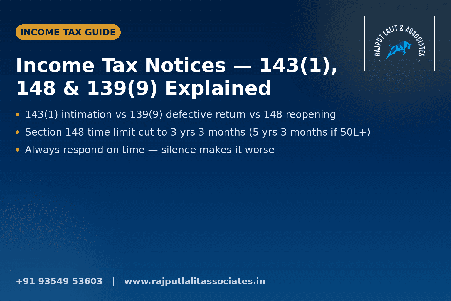 Income Tax Notice Types — Section 143(1), 148 & 139(9) Explained