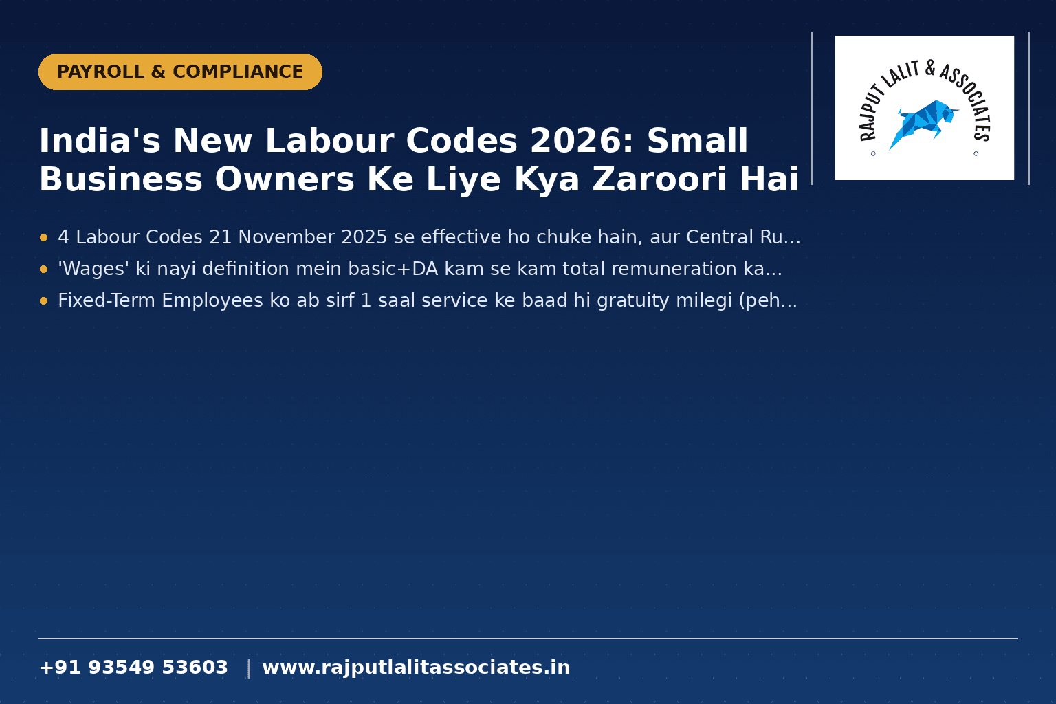 India's New Labour Codes 2026: Small Business Owners Ke Liye Kya Zaroori Hai
