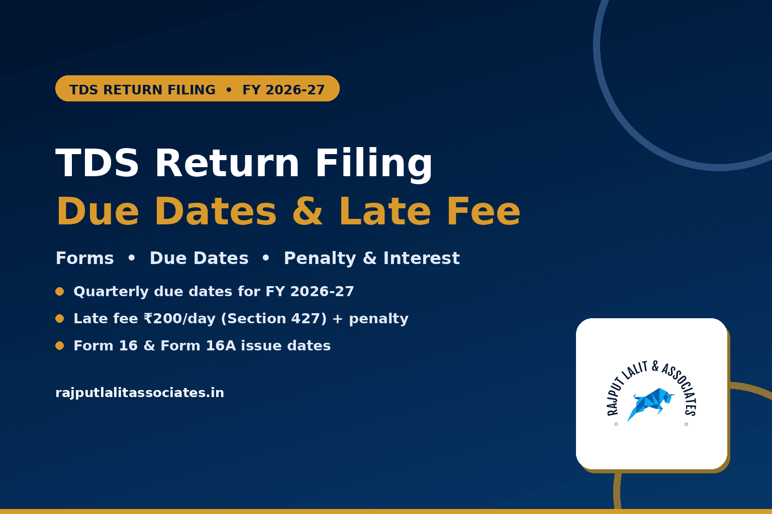 TDS Return Filing Due Dates & Late Fee (FY 2026-27)