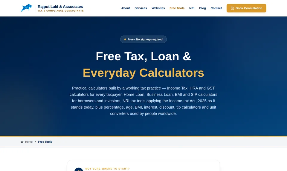 Free Calculators & Tools — screenshot